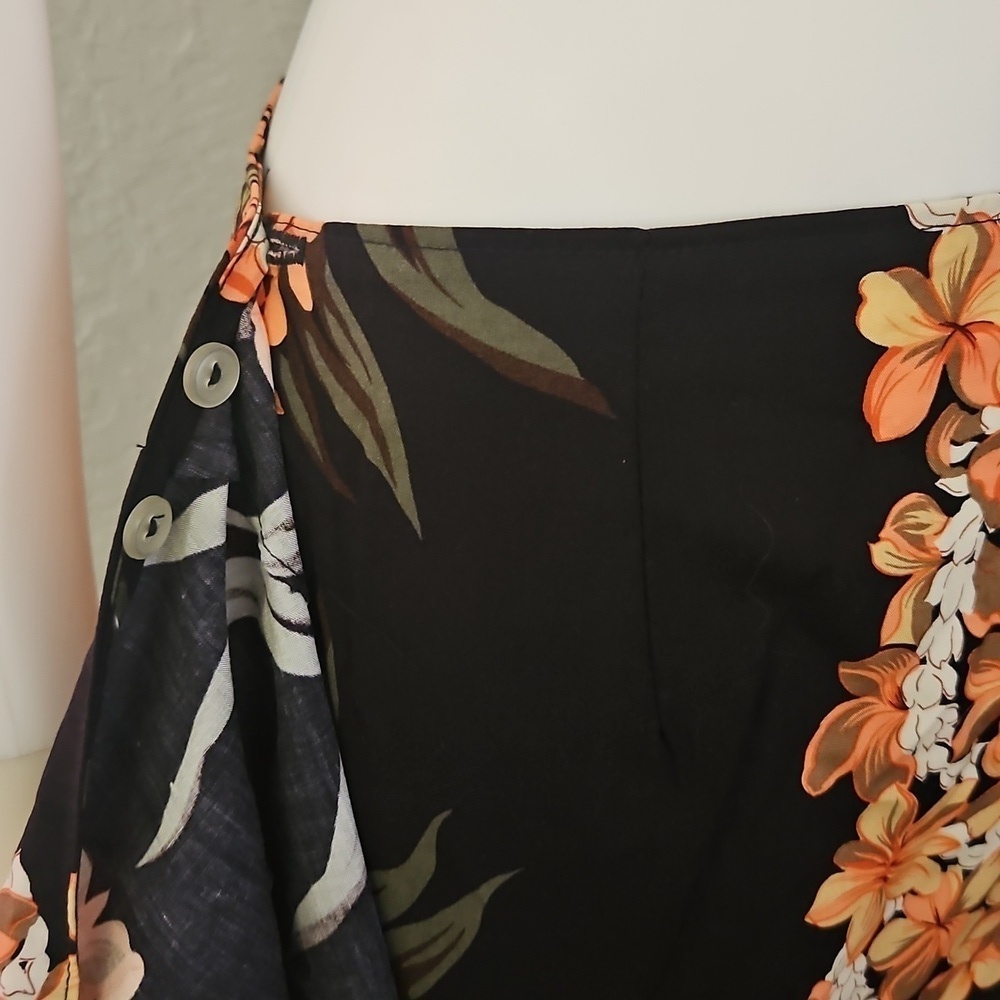 HILO HATTIE Floral Tropical Two Piece Wrap Skirt Button Down Shirt Tiki Set - Picture 8 of 10